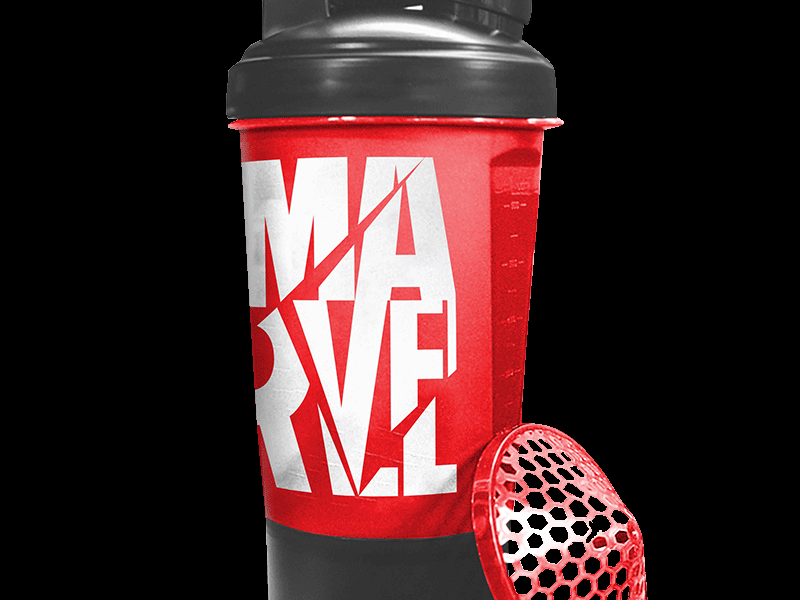 MSB-6S-M-RED (600ml) Marvel Protein Shaker Bottle with Single Storage