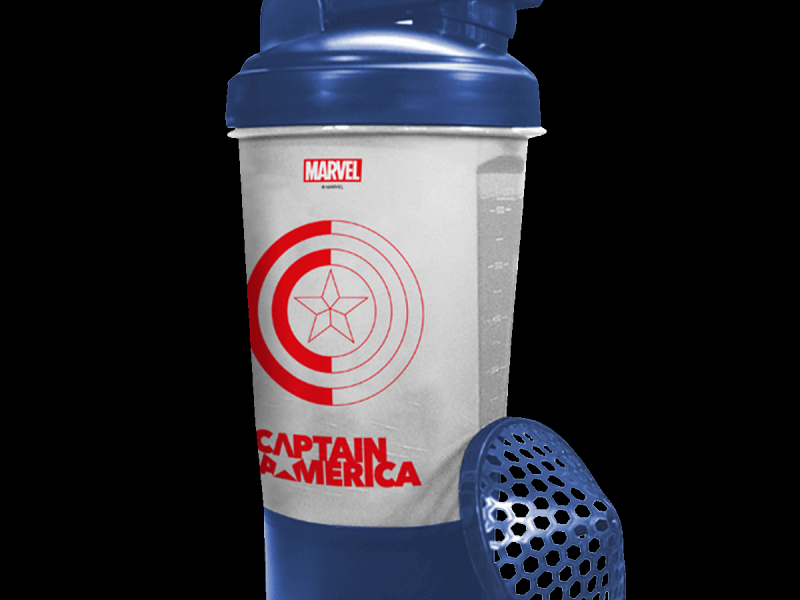 MSB-6S-CA-CL (600ml) Captain America Marvel Edition Protein Shaker Bottle with Single Storage