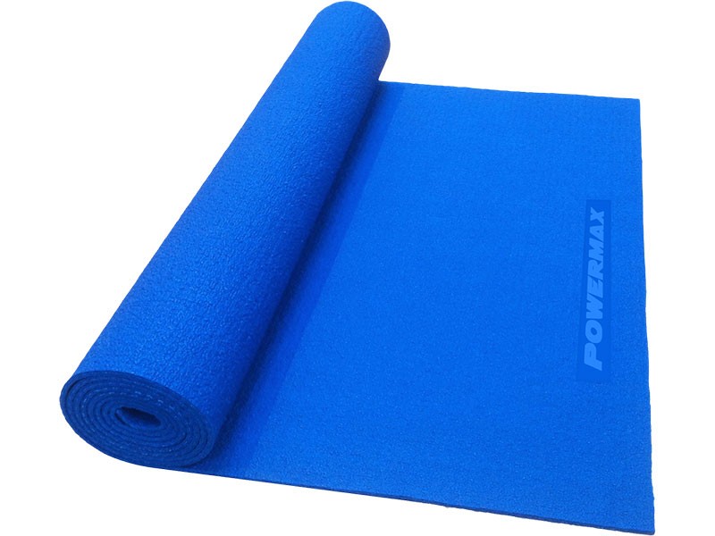 PowerMax Fitness 4mm thick Premium Exercise Blue Colour Yoga Mat,  Ultra-Dense Cushioning for Support and Stability in Yoga, Eco-Friendly  Non-Slip Yoga Mat for Gym and Any General Fitness(Made In India) :  